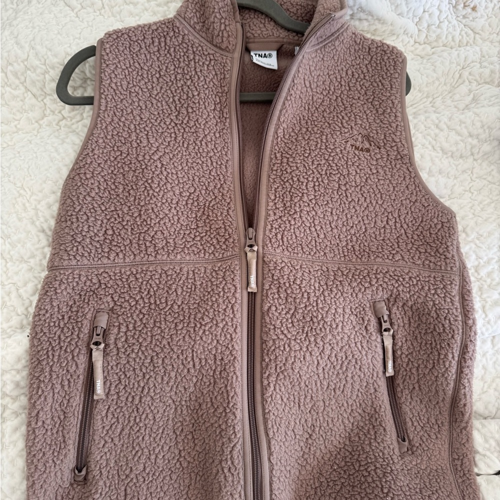 Aritzia Taupe Sherpa Fleece Vest